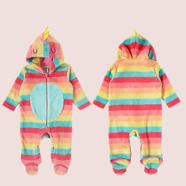 Imagem de Macacão Tip Top Pijama Bichinho Pelúcia Infantil Com Capuz, Colorido, 