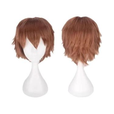 Imagem de Peruca Sintética Curta Resistente Ao Calor Vermelha Laranja Anime Myst