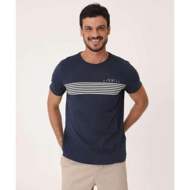 Imagem de Camiseta Masculina Listras Manga Curta MR-60051, Azul, M