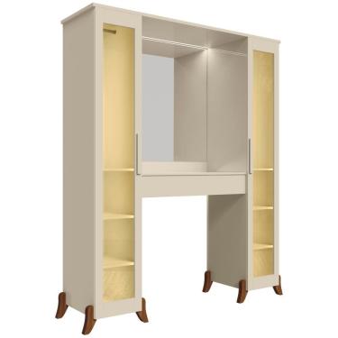 Imagem de Penteadeira RV Móveis Star Camarim espelho duas portas reflecta luz de LED cabideiro OFF White