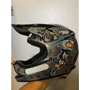 Imagem de Capacete Cross Infantil Cartoon Racing Preto/cinza - 54