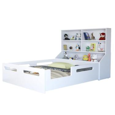 Imagem de Cama Montessoriana Padrão Casal Com Estante Organizadora E Bau 100% MDF