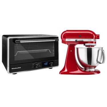 Imagem de Combo Forno Multifunções Com Air Fryer Black Matte + Batedeira Artisan Kitchenaid Empire Red - Kog21_Kea33_Cj 110V