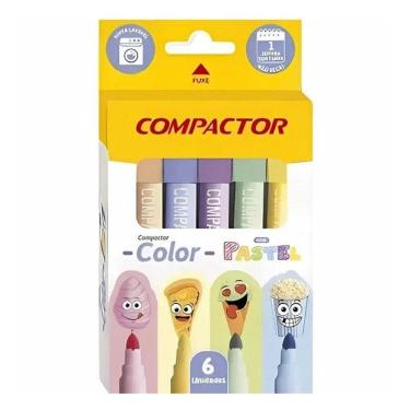 Imagem de Canetinha Hidrográfica Color Pastel 164031 6 Cores - Compactor