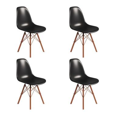 Imagem de Conjunto 4 Cadeiras Eames Tubo Ferro Cobre Assento Preto