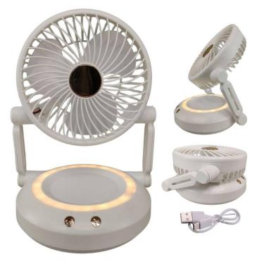 Imagem de Ventilador de Mesa Dobrável Retrátil 3W Hélice 16cm 3 Velocidades Branco BSL3813 com Luz LED USB
