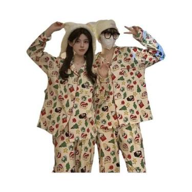 Imagem de Pijamas plus Size Para Casal Com Manga Longa, Roupas De Casa Com Estam