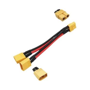 Imagem de Cabo Conector De Bateria Duplo XT60 Divisor Em Y De 3 Vias Fio De Sili