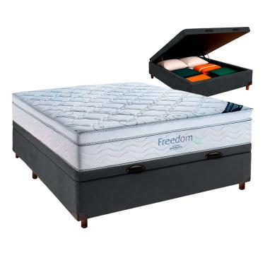 Imagem de Box Bau Blindado Cinza + Colchão Casal Freedom Ortobom