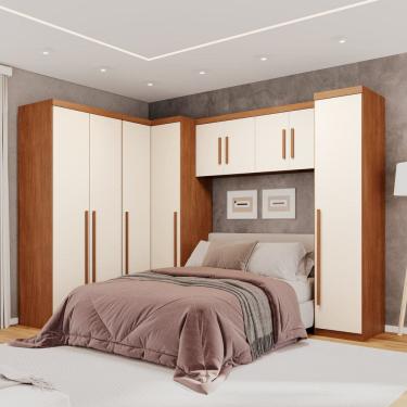 Imagem de Guarda-roupa Modulado 5 Peças 9 Portas 3 Gavetas Texas Cinamomo/ Off White Arenas