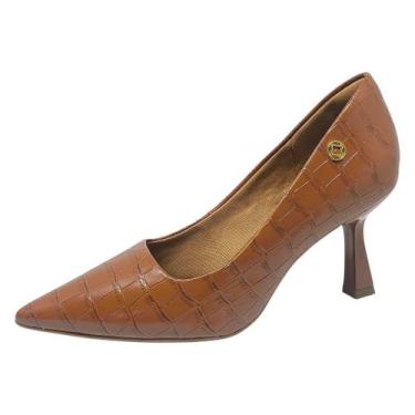 Imagem de Sapato Feminino Scarpin Facil Calce Salto Medio Fino Cacci, Marrom cla