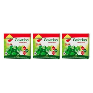 Imagem de Kit 3 gelatina diet vit c plus limão com stevia 10g lowçucar