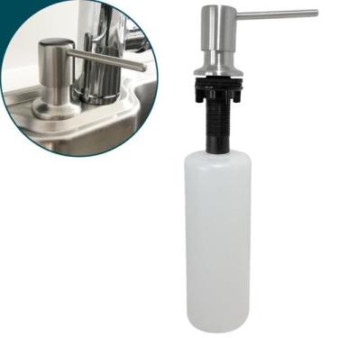 Imagem de Dispenser Dosador Detergente Inox Escovado Embutir 320ml Porta Sabonen