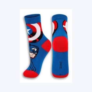 Imagem de Meia Cano Médio Infantil Vingadores Marvel Urban Lupo, Azul, 30 a 36