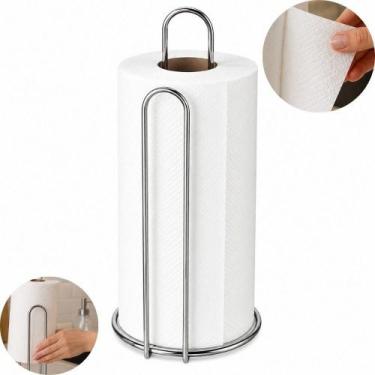 Imagem de Porta Papel Toalha Inox Cromado Para Bancada Organizador de Cozinha Mo