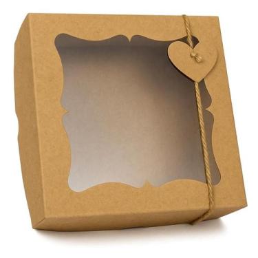 Imagem de 20 un Caixa Clássica Kraft 20x20x6 com visor - Salvo Embalagens