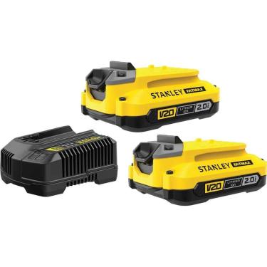 Imagem de Kit de Baterias e Carregador Stanley SCB222CK-BR para Ferramentas Portáteis 20V MAX 2 Ah Bivolt com Bolsa
