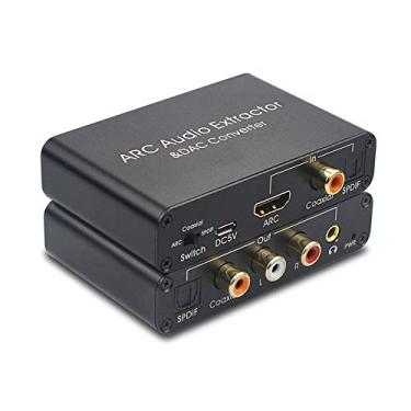 Imagem de Daseey Adaptador de áudio ARC de 192 KHz Extrator de áudio HD Conversor de áudio digital para analógico DAC SPDIF Saída de conector coaxial RCA de 3,5 mm