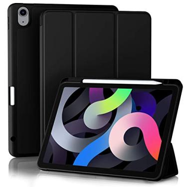 Imagem de Akkerds Capa compatível com iPad Air 11 polegadas 7ª/6ª geração (M3/M2) 2025/2024 e iPad Air 10,9 polegadas 5ª/4ª geração 2022/2020 com suporte para lápis [hibernar/despertar automático], preta
