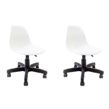 Imagem de Conjunto com 2 Cadeiras de Escritório Secretária Eames Rioja Branco