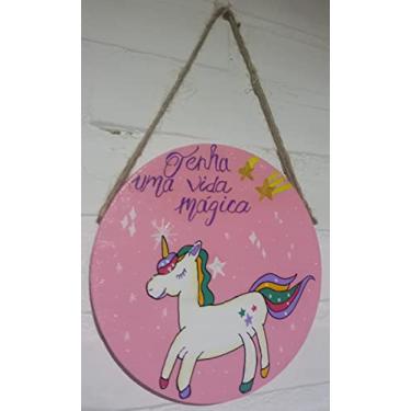 Imagem de Placa Artesanal Decorativa - Unicórnio