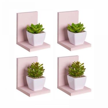 Imagem de Kit 4 Prateleiras Buzios 15 X 12cm Rosa Claro