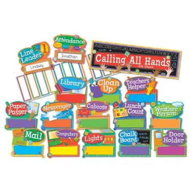 Imagem de Eureka Hands on Management Center 'Job Chart' Back to School Mini Bulletin Board Set, 41 pc, 6.5'' W x 26'' L