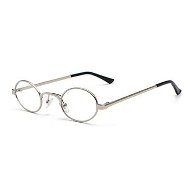 Imagem de Óculos de sol na moda Óculos de sol ovais de armação pequena clássica para homens Metal Punk Óculos de sol femininos tons retrô óculos redondos Steampunk UV400, C7 prata, claro, como a imagem