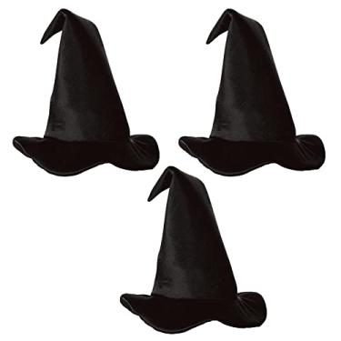 Imagem de Beistle 3 peças, preto, cetim, tecido, Halloween, bruxa, chapéus, cosplay, fantasia, acessórios, tamanho único