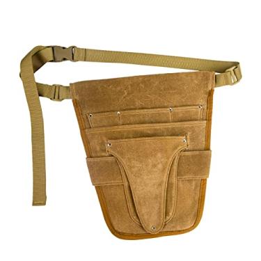 Imagem de Fenteer de ferramentas de jardim utilitário, de cintura ajustável resistente, bolsa de de ferramentas de jardinagem para carpinteiros homens, Castanho