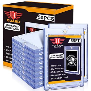 Imagem de 50 unidades de capas magnéticas para cartões, protetores de cartão de 35 pontos, plástico rígido adequado para cartões esportivos, cartões de beisebol, cartões MTG, cartões YUGIOH, armazenamento e exibição de cartões padrão