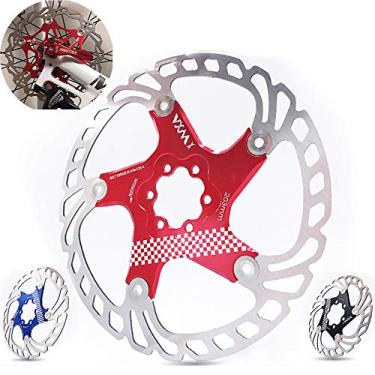Imagem de Yajun Rotores de disco de freio de bicicleta 140/160/180/203mm pastilhas de freio de bicicleta MTB disco flutuante de resfriamento acessórios MTB, vermelho, 160 mm