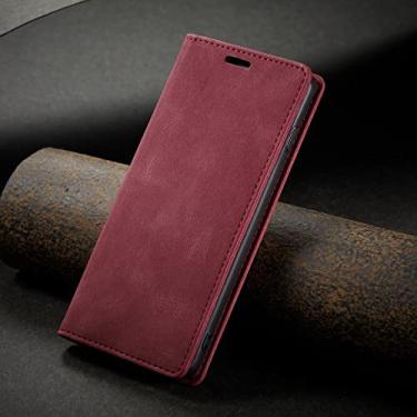 Imagem de Flip Case para Samsung S10 Plus para Samsung S8 S9 Plus Carteira de Couro Fosco Capa de Luxo Capas Magnéticas Fortes para Telefone, Vermelho, Para Samsung S9