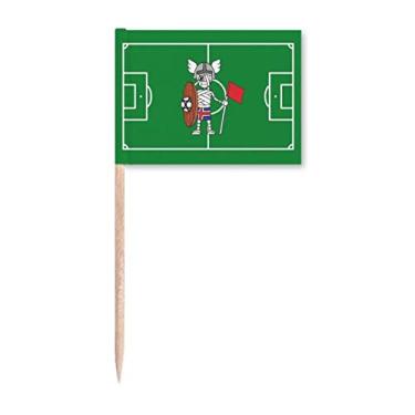 Imagem de Bandeira de palito de dente de futebol com múmia viking da Islândia para decoração de festa