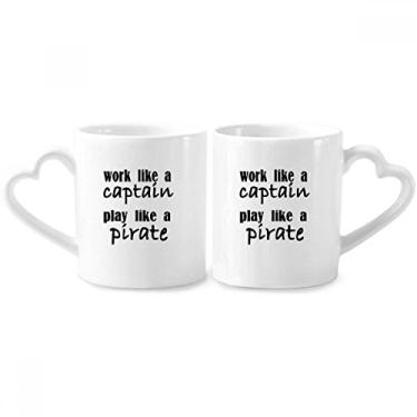 Imagem de Conjunto de canecas de porcelana para casais de piratas Work Like Captain Play Like Pirate