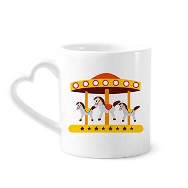 Imagem de Caneca com ilustração de carrossel colorido de parque de diversões caneca de café cerâmica copo de coração de vidro