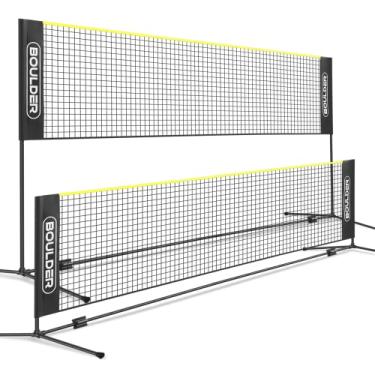 Imagem de Boulder Conjunto de rede portátil para badminton – para tênis, tênis de futebol, pickleball, vôlei infantil – rede esportiva de nylon fácil configuração com bastões (preto/amarelo, 3,5 m)