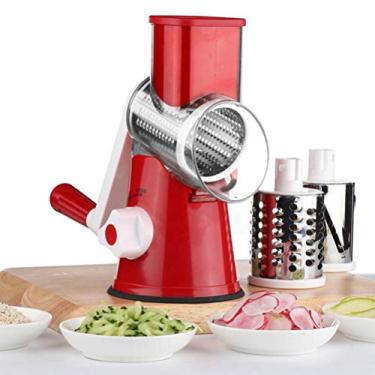 Imagem de Vegetal Mandoline Slicer Vegetal Frutas Cortador de Queijo Shredder Ralador de Tambor Rotativo com 3 Lâminas De Aço Inoxidável e Ventosa Pés