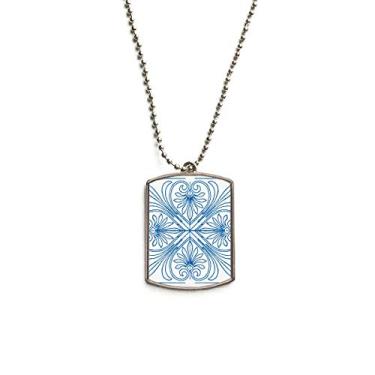 Imagem de DIYthinker Colar com pingente de corrente de aço inoxidável com padrão decorativo azul estilo Talavera