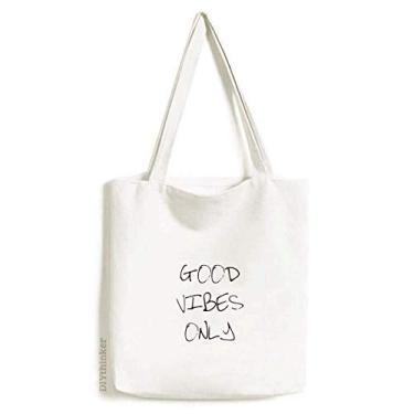 Imagem de Good Vibes Citação única Art Deco presente moda sacola sacola de compras bolsa casual bolsa de mão