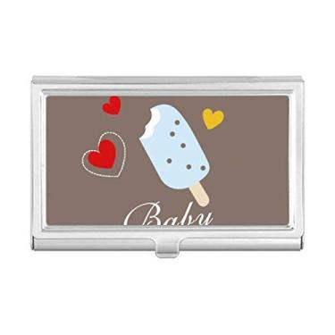 Imagem de Porta-cartões de visita com picolé azul coração e sorvete