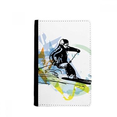 Imagem de Bolsa para cartão com capa carteira Notecase Burse esportiva de inverno estilo livre para esqui em aquarela para passaporte