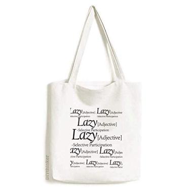 Imagem de Bolsa de lona com citação divertida significado de preguiça bolsa de compras casual