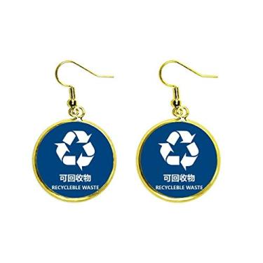 Imagem de Brinco feminino de gota dourada para tratamento de resíduos reciclável
