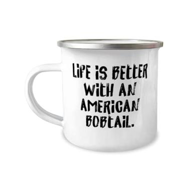 Imagem de Life is Better With an American Bobtail. Caneca de camper de 355 ml, gato Bobtail americano, presentes exclusivos para gatos American Bobtail