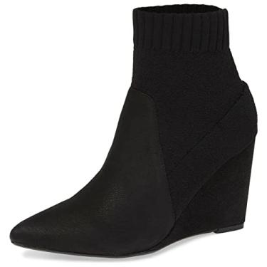 Imagem de Cecelia New York Renata Pointy Toe Sock Fitted Black Wedge Ankle Bootie (7.5, Black)
