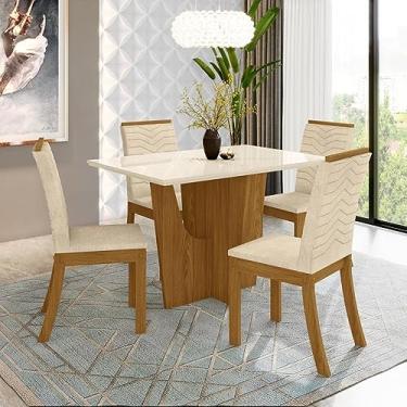 Imagem de Conjunto Sala de Jantar Mesa Tampo de Vidro/mdf 4 Cadeiras Diana Espresso Móveis