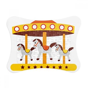 Imagem de Moldura de quebra-cabeça de ilustração de carrossel colorida de parque de diversões, decoração de quadros, ornamento de quebra-cabeça