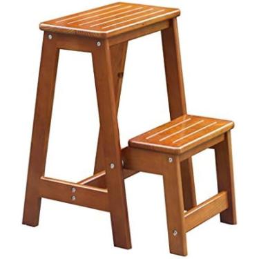 Imagem de Tamboretes De Degrau De Cozinha Dobrando 2 Degrau De Madeira Para Adulto | Escada Dobrável | Cadeira Dobrável Multifuncional | Degraus De Cama Para Camas Altas Capacidade De 300 Lb,Constructive23