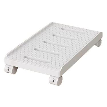 Imagem de Suporte de CPU móvel para CPU, suporte de torre de PC com 4 rodas giratórias, carrinho de suporte de CPU de chão com roda trancada sob a mesa para suporte de torre de PC de escritório em casa (cor: dourado)